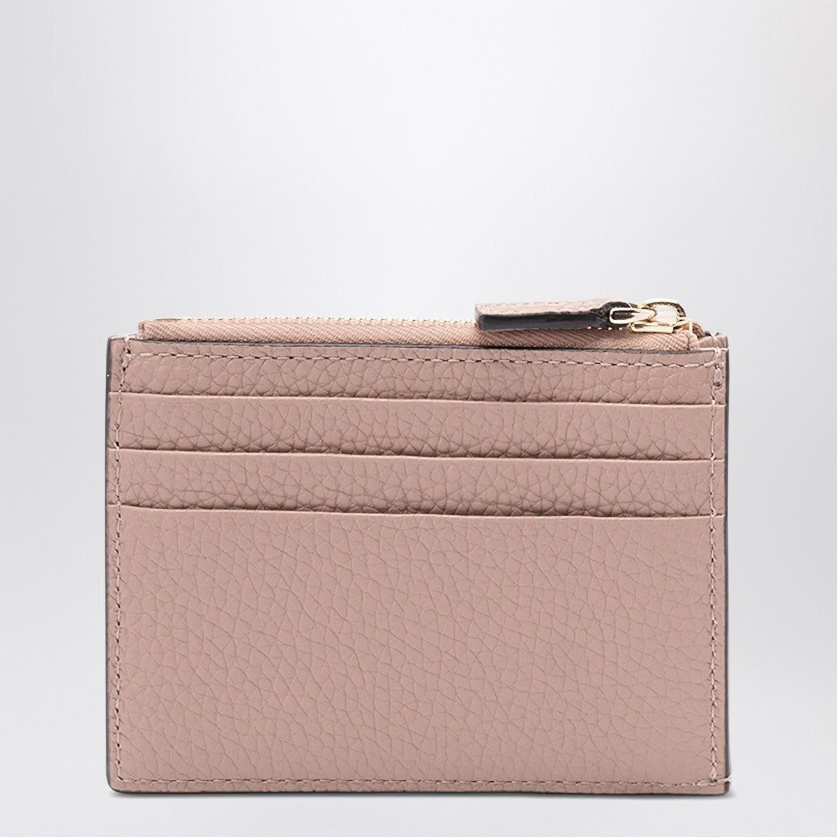 Valentino Garavani Rockstud zipped card holder in powder pink leather